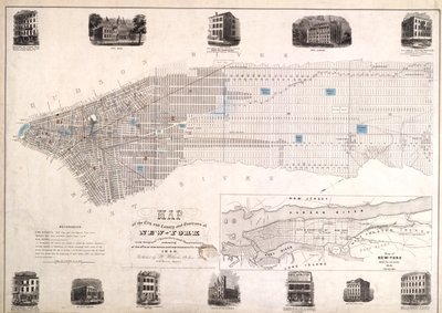 Map of the City and County Environs of New York with Original Characters and Illustrations, 1850 by American School